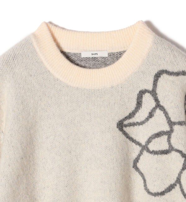 SHIPS for women「【WEB限定】〈手洗い可能〉ジャカード フラワー ニット プルオーバー」|ニット・セーター|