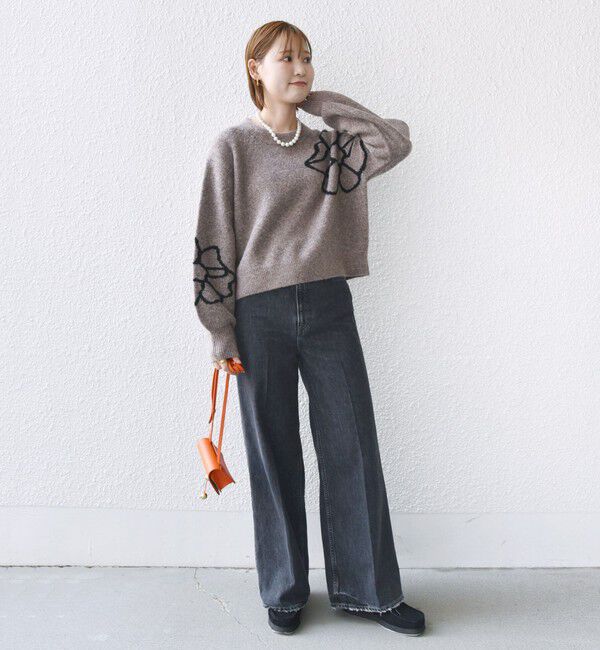 SHIPS for women「【WEB限定】〈手洗い可能〉ジャカード フラワー ニット プルオーバー」|ニット・セーター|