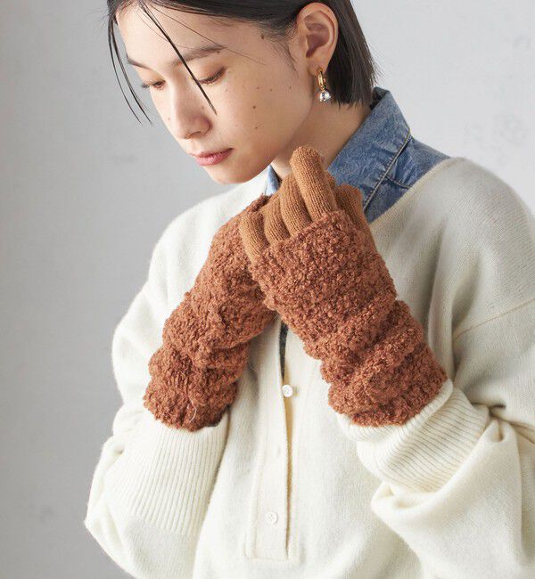 SHIPS for women「3WAY ブークレ グローブ」|手袋|ブラウン