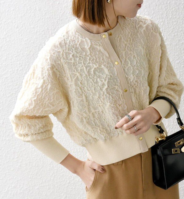 SHIPS any「《一部追加予約》SHIPS any:〈手洗い可能〉ジャカード バンピー コンパクト カーディガン」|カーディガン|