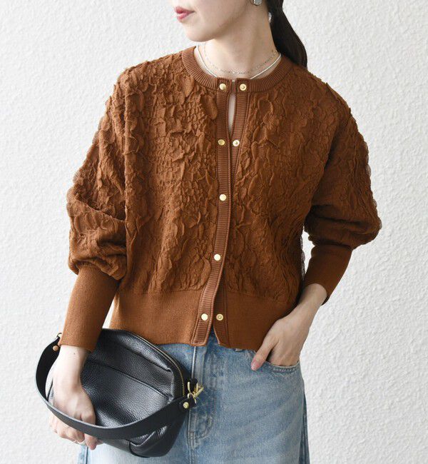 SHIPS any「《一部追加予約》SHIPS any:〈手洗い可能〉ジャカード バンピー コンパクト カーディガン」|カーディガン|