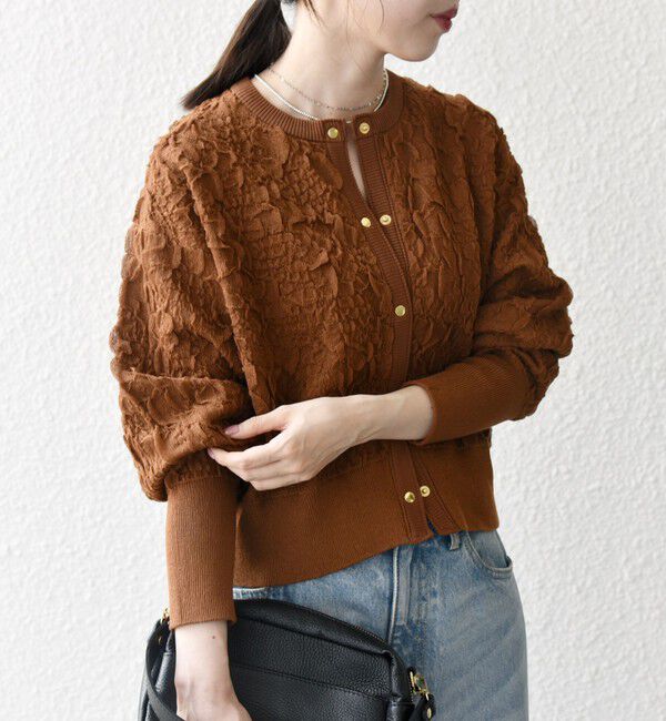 SHIPS any「《一部追加予約》SHIPS any:〈手洗い可能〉ジャカード バンピー コンパクト カーディガン」|カーディガン|