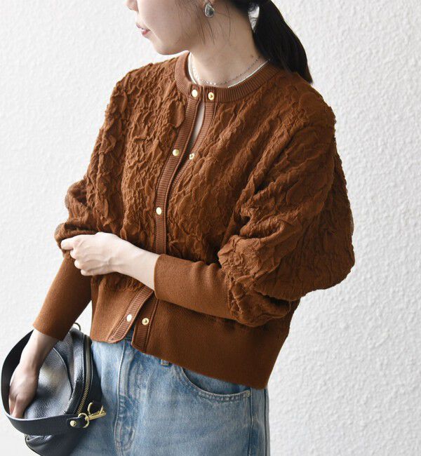 SHIPS any「《一部追加予約》SHIPS any:〈手洗い可能〉ジャカード バンピー コンパクト カーディガン」|カーディガン|