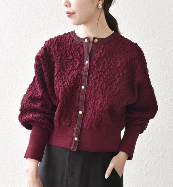 SHIPS any「《一部追加予約》SHIPS any:〈手洗い可能〉ジャカード バンピー コンパクト カーディガン」|カーディガン|