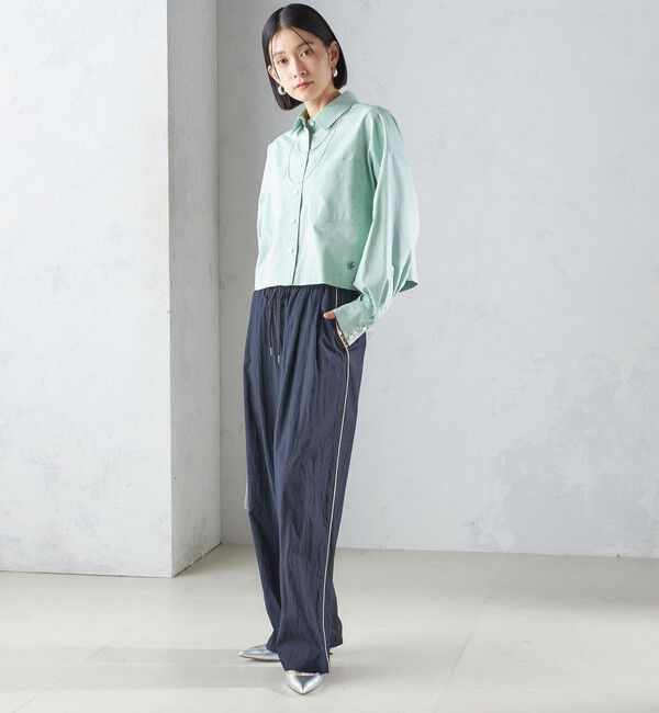 SHIPS for women「〈洗濯機可能〉ピン オックス 刺繍 クロップド シャツ」|シャツ・ブラウス|