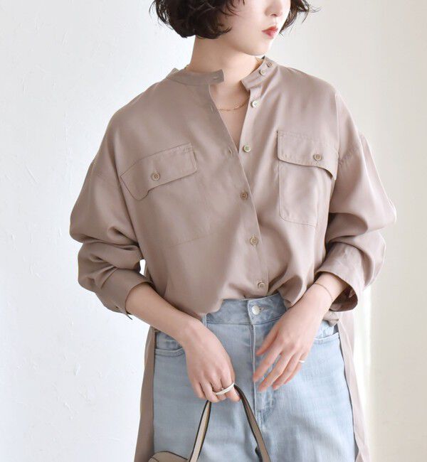 quaranciel「quaranciel:〈手洗い可能〉ドレッシー ワーク ポケット シャツ」|シャツ・ブラウス|ブラウン