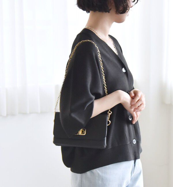 quaranciel「quaranciel:〈手洗い可能〉シアー ラメ ドルマン リブ ニット カーディガン」|カーディガン|