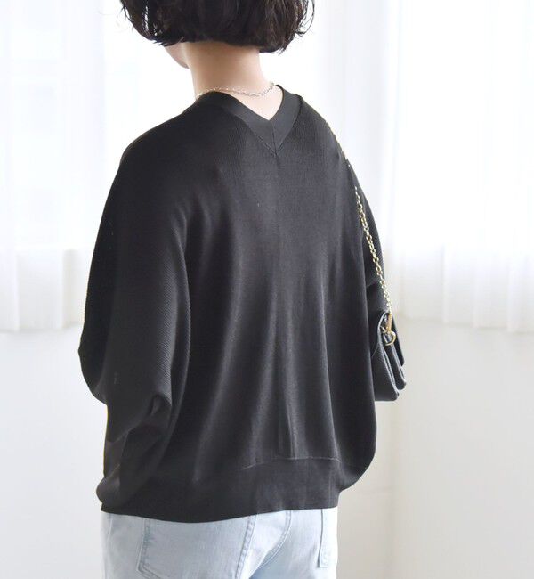 quaranciel「quaranciel:〈手洗い可能〉シアー ラメ ドルマン リブ ニット カーディガン」|カーディガン|