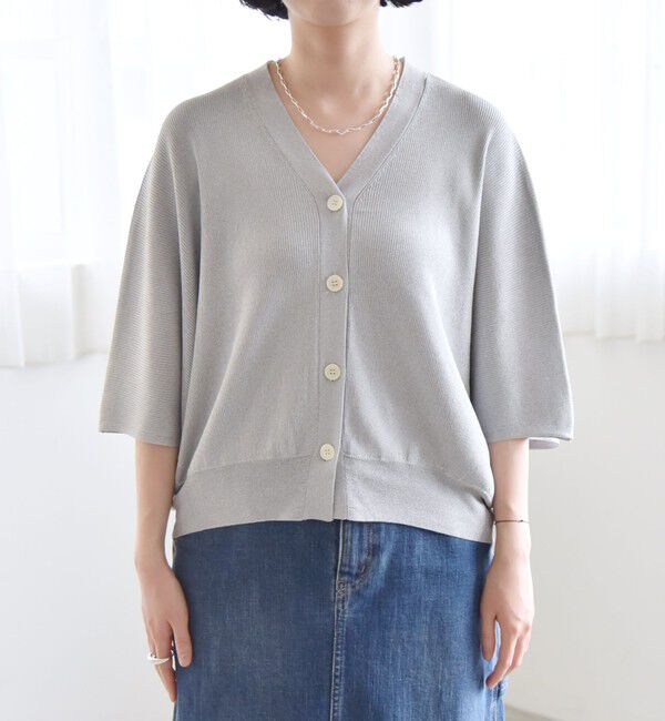 quaranciel「quaranciel:〈手洗い可能〉シアー ラメ ドルマン リブ ニット カーディガン」|カーディガン|