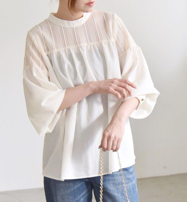 quaranciel「quaranciel:〈手洗い可能〉ラッセル レース フィブリル ブラウス」|シャツ・ブラウス|