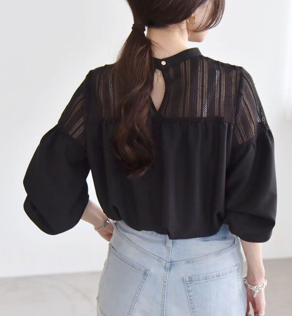 quaranciel「quaranciel:〈手洗い可能〉ラッセル レース フィブリル ブラウス」|シャツ・ブラウス|