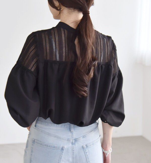 quaranciel「quaranciel:〈手洗い可能〉ラッセル レース フィブリル ブラウス」|シャツ・ブラウス|