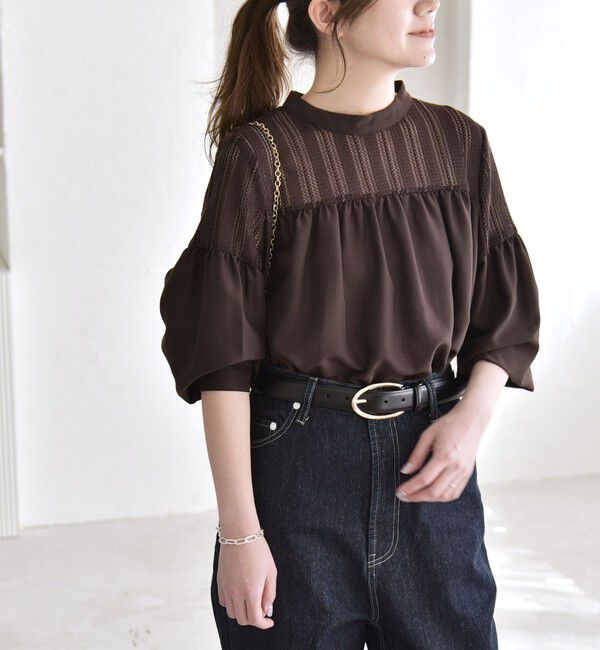 quaranciel「quaranciel:〈手洗い可能〉ラッセル レース フィブリル ブラウス」|シャツ・ブラウス|