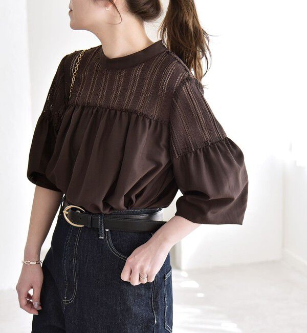 quaranciel「quaranciel:〈手洗い可能〉ラッセル レース フィブリル ブラウス」|シャツ・ブラウス|