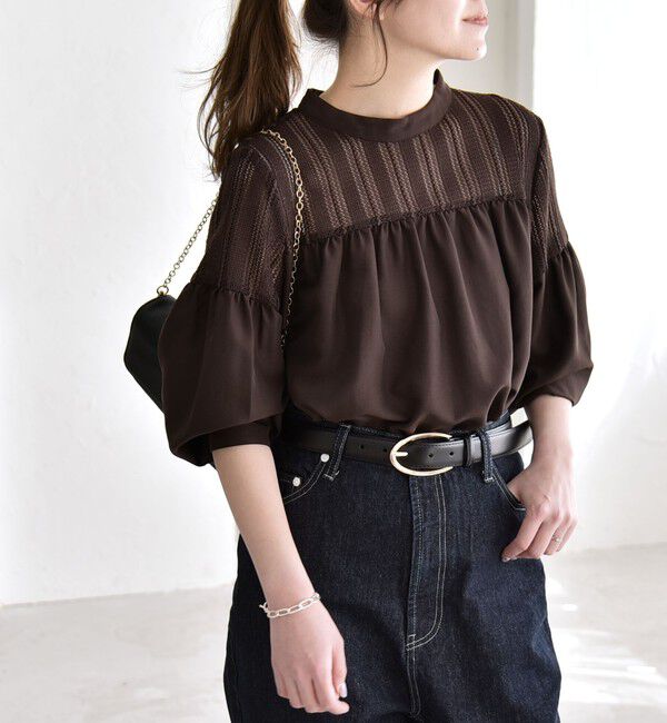 quaranciel「quaranciel:〈手洗い可能〉ラッセル レース フィブリル ブラウス」|シャツ・ブラウス|