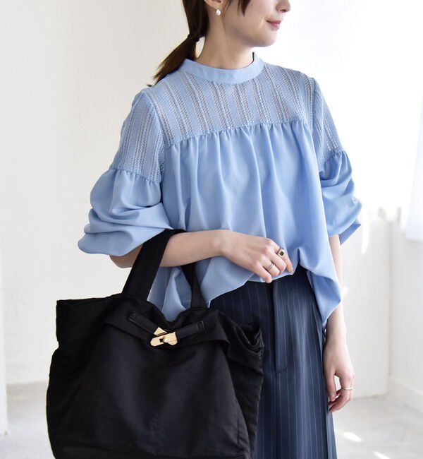 quaranciel「quaranciel:〈手洗い可能〉ラッセル レース フィブリル ブラウス」|シャツ・ブラウス|