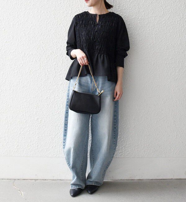 SHIPS any「【WEB限定】SHIPS any:〈洗濯機可能〉シアー シャーリング プチフリル ペプラム ブラウス」|シャツ・ブラウス|