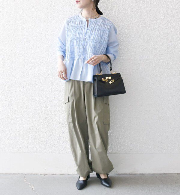 SHIPS any「【WEB限定】SHIPS any:〈洗濯機可能〉シアー シャーリング プチフリル ペプラム ブラウス」|シャツ・ブラウス|