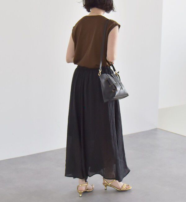 quaranciel「quaranciel:〈洗濯機可能〉シアー ストライプ ギャザーフレア スカート & ブラウス セット」|ワンピース|