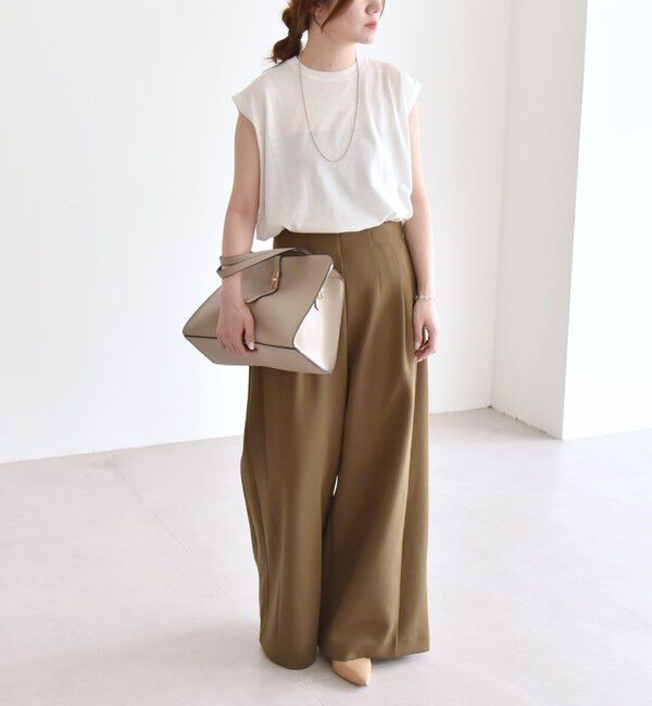 quaranciel「quaranciel:〈接触冷感/手洗い可能〉フレンチスリーブ ベーシック シアー ニット プルオーバー」|ニット・セーター|