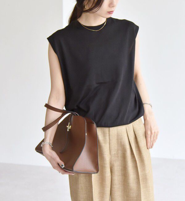 quaranciel「quaranciel:〈接触冷感/手洗い可能〉フレンチスリーブ ベーシック シアー ニット プルオーバー」|ニット・セーター|