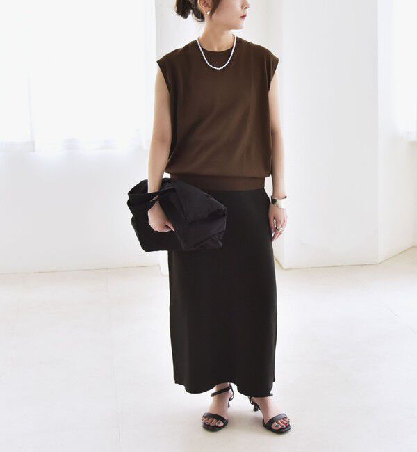 quaranciel「quaranciel:〈接触冷感/手洗い可能〉フレンチスリーブ ベーシック シアー ニット プルオーバー」|ニット・セーター|