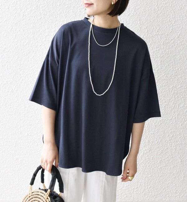 SHIPS any「《一部予約》SHIPS any:〈接触冷感/汗染み防止加工/洗濯機可能〉ラウンドヘム クルー ビッグ TEE」|Tシャツ・カットソー|