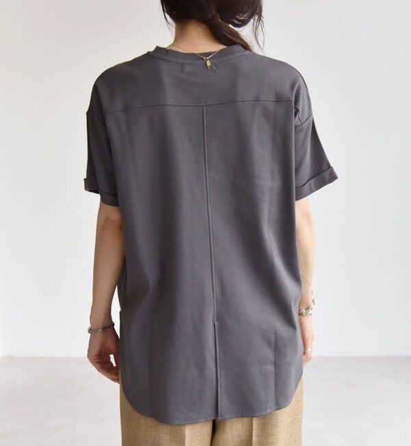 quaranciel「quaranciel:〈接触冷感/汗染み防止/洗濯機可能〉スリット ルーズ チュニック TEE」|Tシャツ・カットソー|