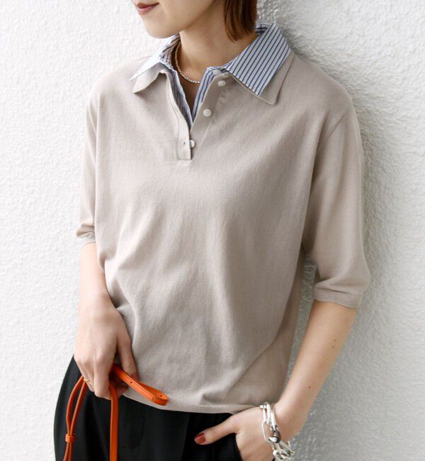 SHIPS for women「【WEB限定】〈手洗い可能〉ダブルカラー ショート スリーブ ポロ」|ポロシャツ|
