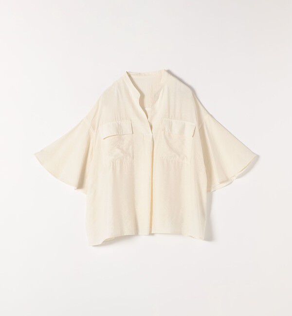 quaranciel「quaranciel:〈手洗い可能〉フレア ハーフスリーブ バンドカラー スキッパー シャツ」|シャツ・ブラウス|