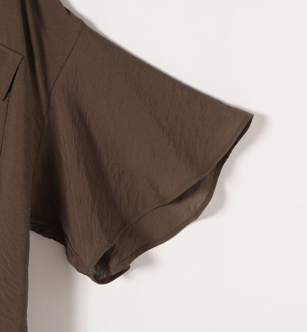 quaranciel「quaranciel:〈手洗い可能〉フレア ハーフスリーブ バンドカラー スキッパー シャツ」|シャツ・ブラウス|