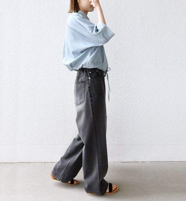 SHIPS for women「《一部追加予約》【WEB限定】〈手洗い可能〉デニム ライク タック 裾 ドロスト 羽織 シャツ」|シャツ・ブラウス|