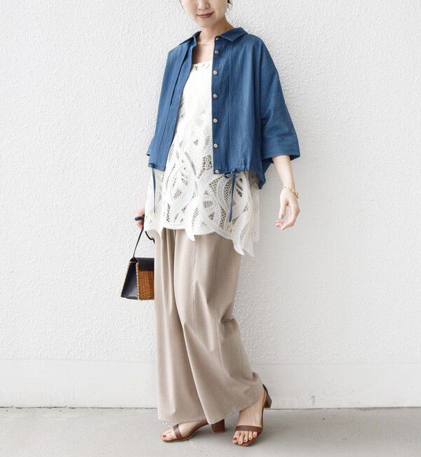 SHIPS for women「《一部追加予約》【WEB限定】〈手洗い可能〉デニム ライク タック 裾 ドロスト 羽織 シャツ」|シャツ・ブラウス|