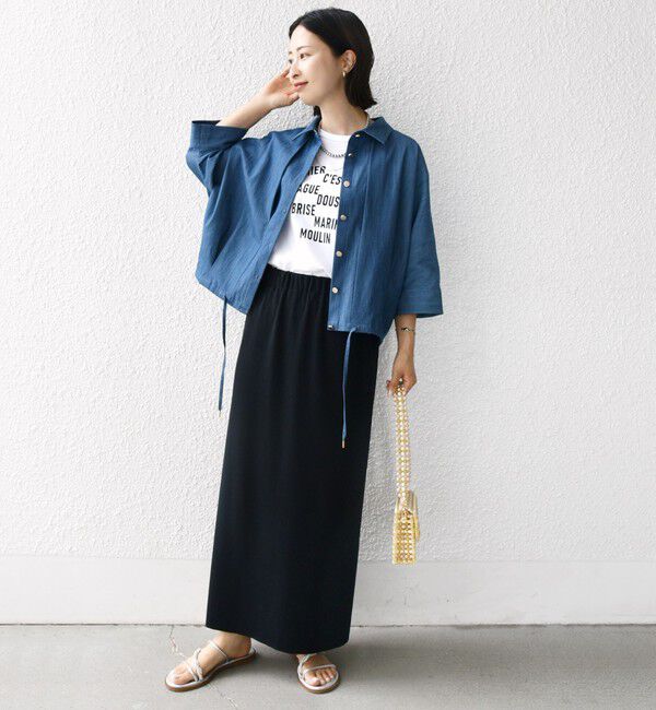 SHIPS for women「《一部追加予約》【WEB限定】〈手洗い可能〉デニム ライク タック 裾 ドロスト 羽織 シャツ」|シャツ・ブラウス|
