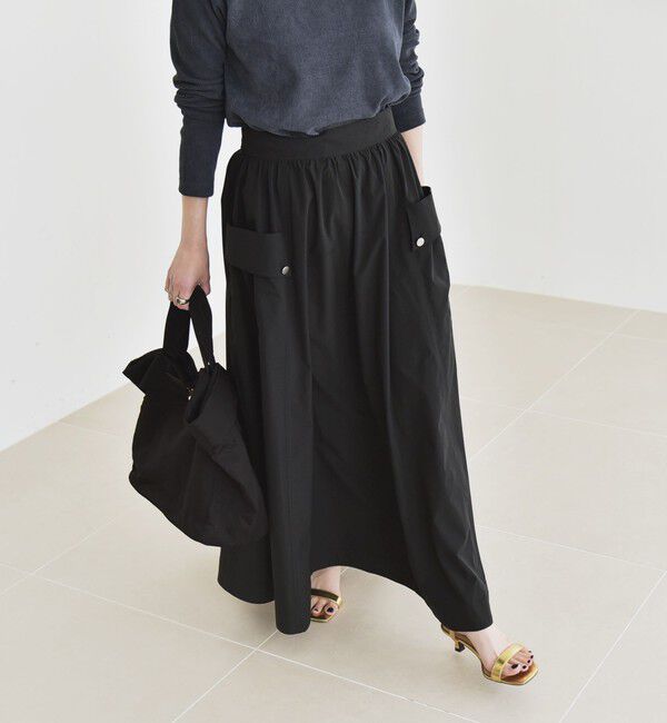 quaranciel「quaranciel:〈洗濯機可能〉タイプライター ギャザー フレア ポケット スカート」|スカート|