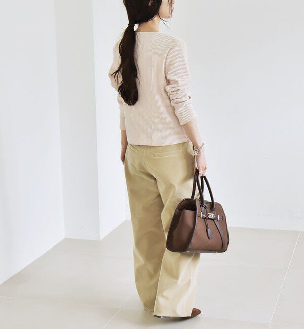 quaranciel「quaranciel:〈洗濯機可能〉ポリエステル ベロア リブ コンパクト スナップ カーディガン」|カーディガン|