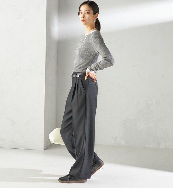 SHIPS for women「〈手洗い可能〉ラメ シアー リブ ニット プルオーバー」|ニット・セーター|