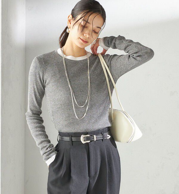 SHIPS for women「〈手洗い可能〉ラメ シアー リブ ニット プルオーバー」|ニット・セーター|