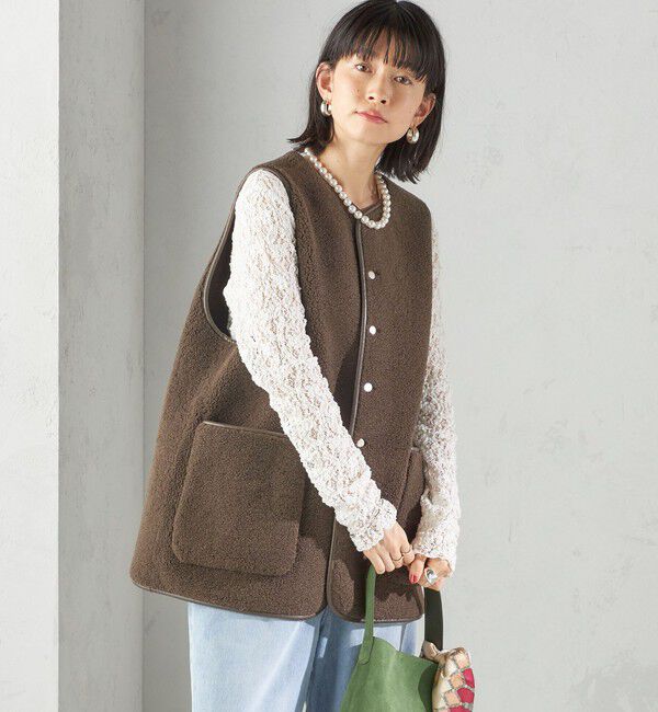 SHIPS for women「〈手洗い可能〉ボア フリース リバーシブル ベスト」|ベスト・ジレ|