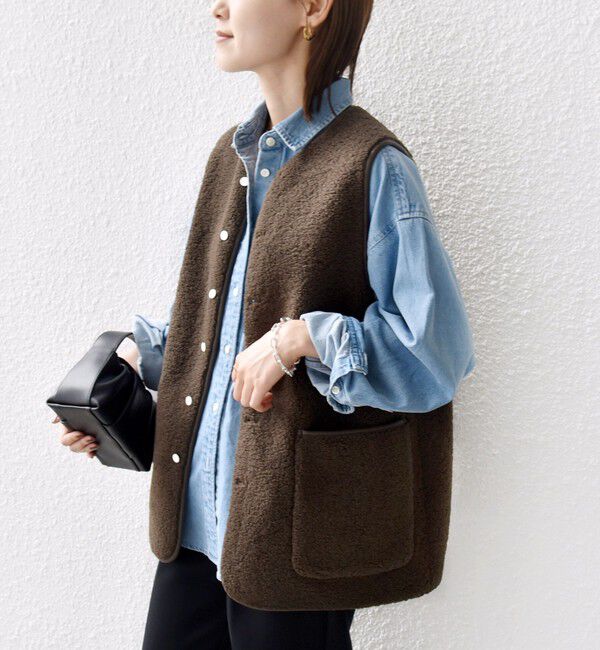 SHIPS for women「〈手洗い可能〉ボア フリース リバーシブル ベスト」|ベスト・ジレ|