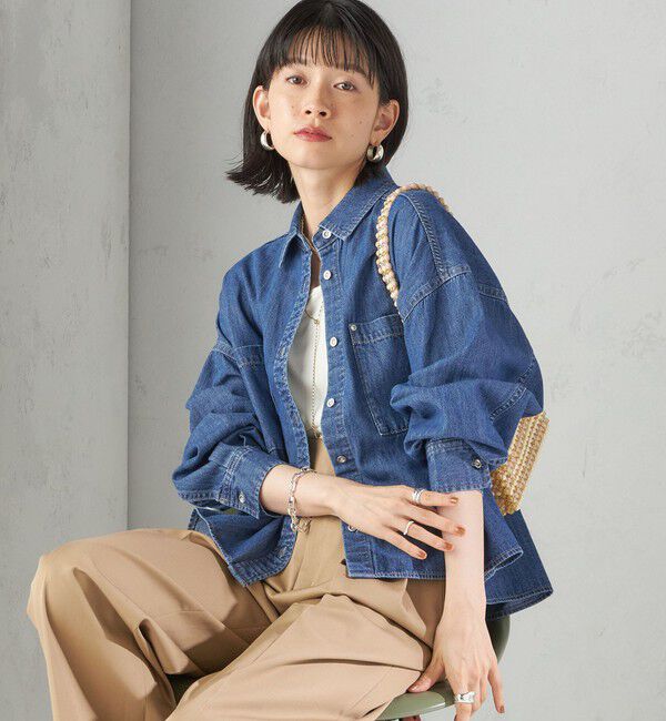 SHIPS for women「〈洗濯機可能〉ライトオンス デニム ショート シャツ」|シャツ・ブラウス|