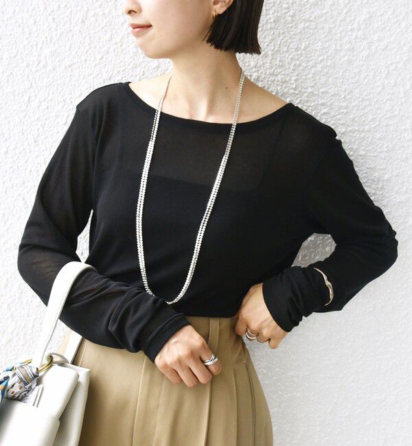 SHIPS for women「シアー フライス ロング スリーブ カットソー」|Tシャツ・カットソー|ブラック