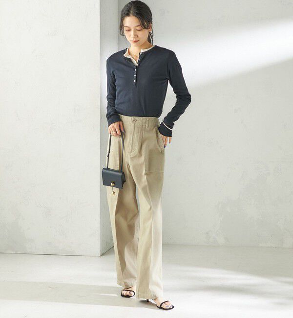 SHIPS for women「【SHIPS別注】miller: シアー ヘンリー ネック ロング スリーブ TEE」|Tシャツ・カットソー|