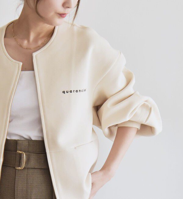 quaranciel「quaranciel:〈洗濯機可能〉ポンチ ロゴプリント スウェット ジップ ブルゾン カーディガン」|スウェット・ジャージ|