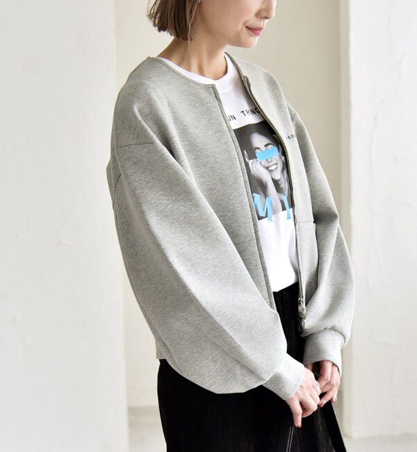 quaranciel「quaranciel:〈洗濯機可能〉ポンチ ロゴプリント スウェット ジップ ブルゾン カーディガン」|スウェット・ジャージ|