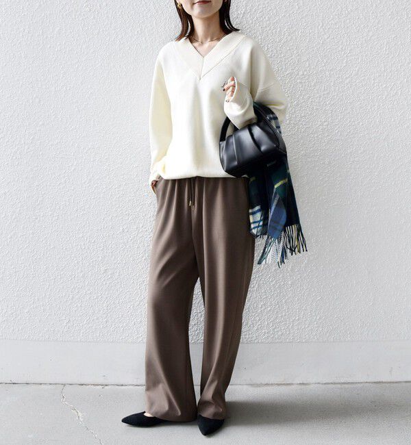 SHIPS for women「〈UVカット/防シワ加工〉梳毛調 ストレッチ ドロスト パンツ」|その他|