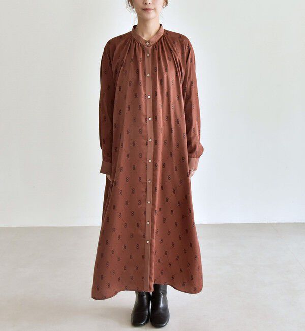 quaranciel「quaranciel:〈手洗い可能〉モノグラム ドット ロング シャツ ワンピース」|ワンピース|