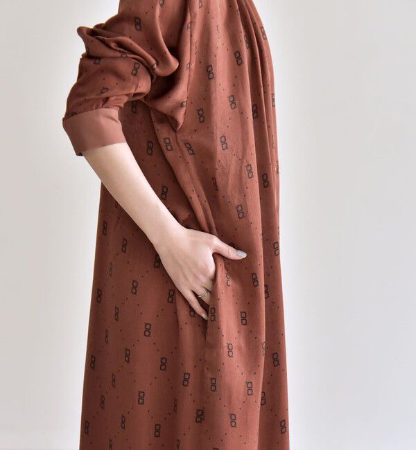 quaranciel「quaranciel:〈手洗い可能〉モノグラム ドット ロング シャツ ワンピース」|ワンピース|