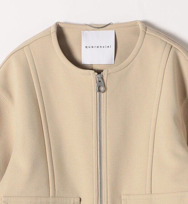 quaranciel「quaranciel:〈洗濯機可能〉ダンボール 裏起毛 ノーカラー コクーン ショート ブルゾン」|ブルゾン・スタジャン|