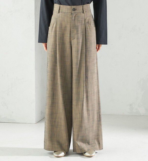 SHIPS for women「〈手洗い可能〉シャンブレー ポケット デザイン ワイド パンツ」|スラックス|